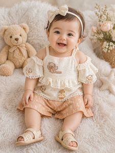 Adorable Baby Girl Teddy Bear Set