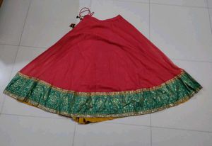 Beautiful Red & Green Ethnic Skirt