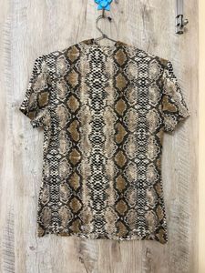 Snake Print Mock Neck Top