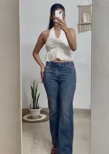 Elegant White Halter Neck Lace top