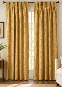 Floral Striped Curtains - Golden Hue