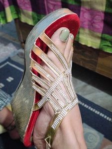 Golden Embellished Wedges