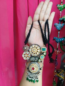 Statement brass pendant Kundan Necklace