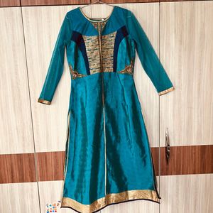 Eid special- Peacock Blue & Gold/cream
