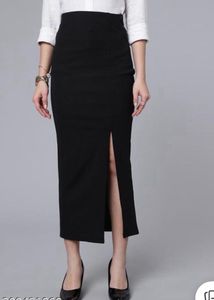 Black long Pencil Skirt with Slit