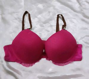 Pink Padded Bra with Lace