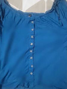 Blue Button-Down Top