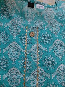 Turquoise Blue Printed 3-Piece Kurta Set
