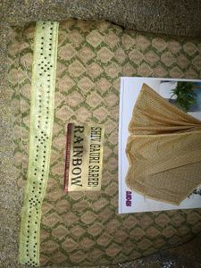 Elegant Gold Saree with Blouse