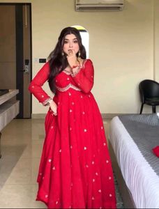 Stunning Red Anarkali 3 piece suit