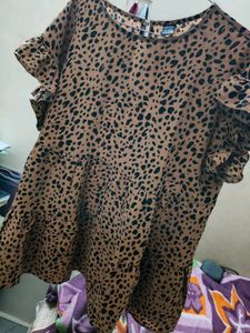 Stylish Leopard Print Babydoll Dress