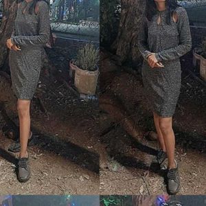 Sparkly Cut-Out Long Sleeve Dress