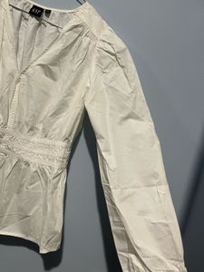 Gap White Smocked Waist V-Neck Top