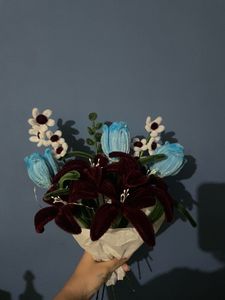 Crocheted Flower Bouquet with Lights