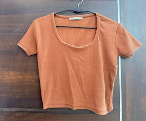 MANGO Ribbed Crop Top