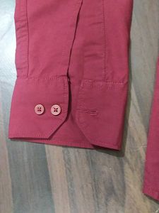Maroon Long Sleeve Button-Up Shirt