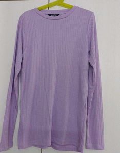 Purple Ribbed Long Sleeve Top