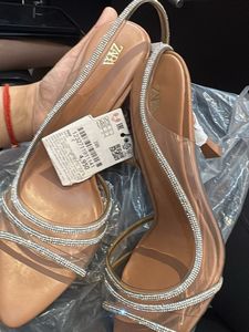 Zara Strappy Embellished Slingback Heels