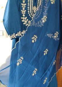 Elegant Blue Embroidered Kurta Set