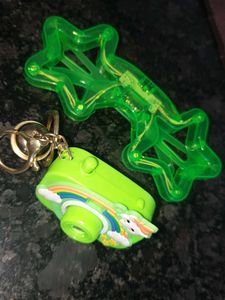 Cute Rainbow Cloud Camera Keychain