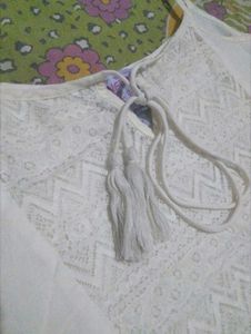 White Lace Trim Cami Top