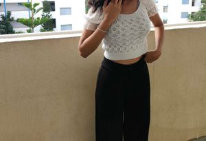White Knit Crop Top