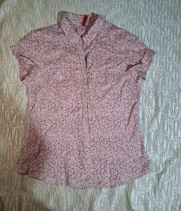 Cute Floral Print Button-Up Shirt