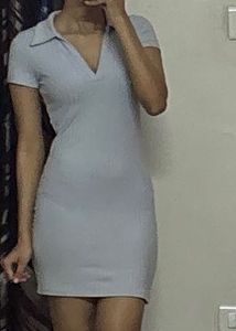 Ribbed Polo Neck Mini Dress
