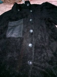 Cozy Black Longline Fleece Coat