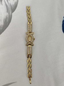 Sparkling Gold Watch with Rhinestones