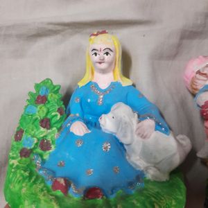 COMBO 2 Clay Idols Figurines Decorative Accessories Gift Showpiece Home Decor Clay Art Clay Dolls Matir Putul Disney Cartoon Decor Table Decor Romantic Love Decor Gifts For Couple