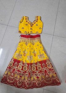Kid Stunning Yellow&Red Embroidered Lehenga Choli