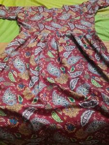 Indian Red Paisley Print Kurta Set