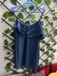Blue Denim Ruffle Dress