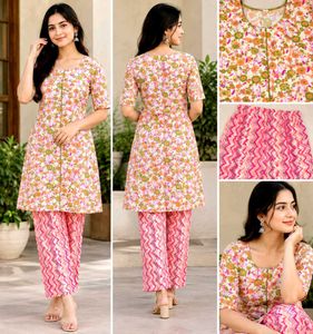 Floral Kurta Set with new saree blouse petticoat