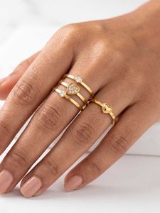 Stackable Heart & CZ Rings Set