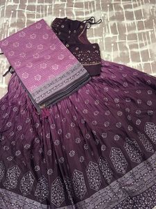 Purple Printed Lehenga Choli Set