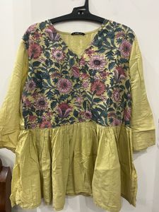 Yellow Floral Print Kurta