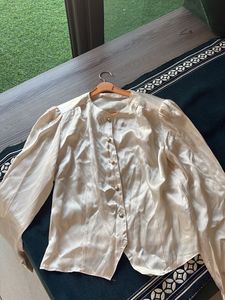 Vintage Button-Down Satin Blouse