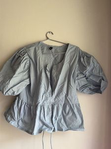 Stylish Puff Sleeve Peplum Top