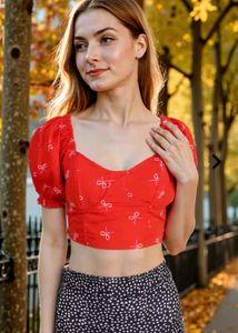 Red Bow Crop Top