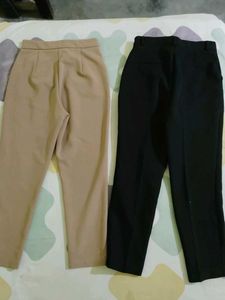 Elegant Beige &amp; Black Women's Pants