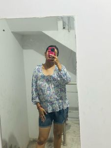 Floral Print Peasant Blouse