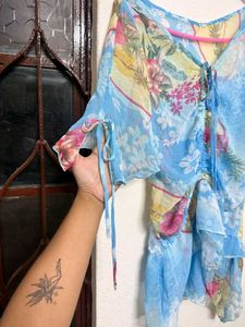 y2k pinteresty vintage asymmetrical floral top🌸