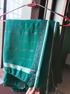 Elegant Green Saree with black zari Border and blo