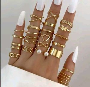 22 High-quality Gold-plated Rings set