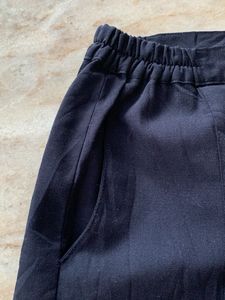 Navy Blue Pleated A-Line Skirt