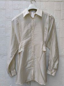 Korean Pintrest Cream Button-Up Collared Shirt