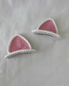 Crocheted Cat Ears Hair Clips one Random pair