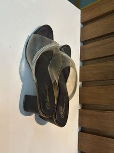 Stylish Clear Band Heels with Rhinestones